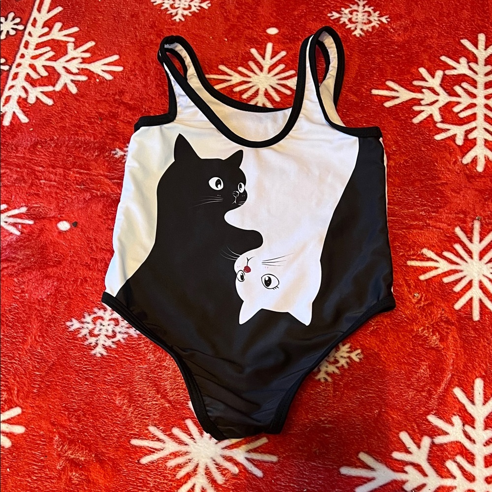 Playful Cat Print Swimsuit